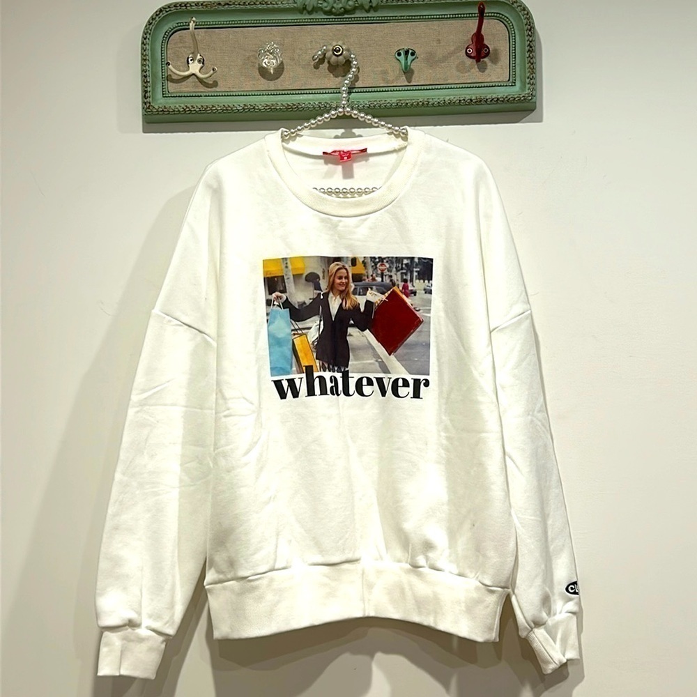 Dolls kill sugar thrillz clueless Cher whatever white pullover sweatshirt small